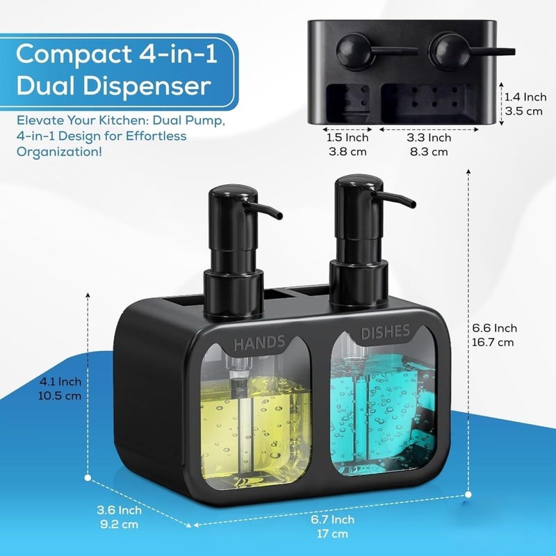 MeRaYo Plastic Handwash Dispenser Soap Dispenser For Kitchen Hand Wash Dispenser Pump Dish Wash Dispenser Liquid Soap Dispenser For Kitchen Sink Dishwash Liquid Dispenser, (Black Color ), 26 Ounces - Image 5