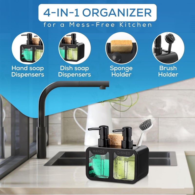 MeRaYo Plastic Handwash Dispenser Soap Dispenser For Kitchen Hand Wash Dispenser Pump Dish Wash Dispenser Liquid Soap Dispenser For Kitchen Sink Dishwash Liquid Dispenser, (Black Color ), 26 Ounces - Image 2