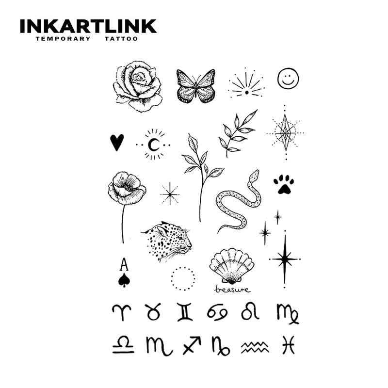 Inkartlink Tattoo Tech  2 Sheets Medium Semi Permanent Tattoo  Adult Art Design Temporary Tattoos  Lasts 1-2 Weeks  Waterproof  Realistic Look  (Woman'S Finger Constellations) - Image 3