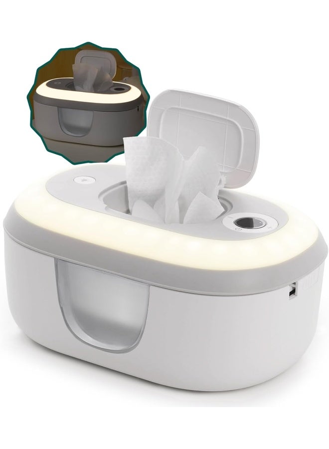 BABELIO Baby Wipe Warmer, 2-in-1 Wipe Warmer with 4-Level Temperature Adjustment and Night Light Function - Image 1