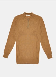 Quarter Zip Brown Pullover