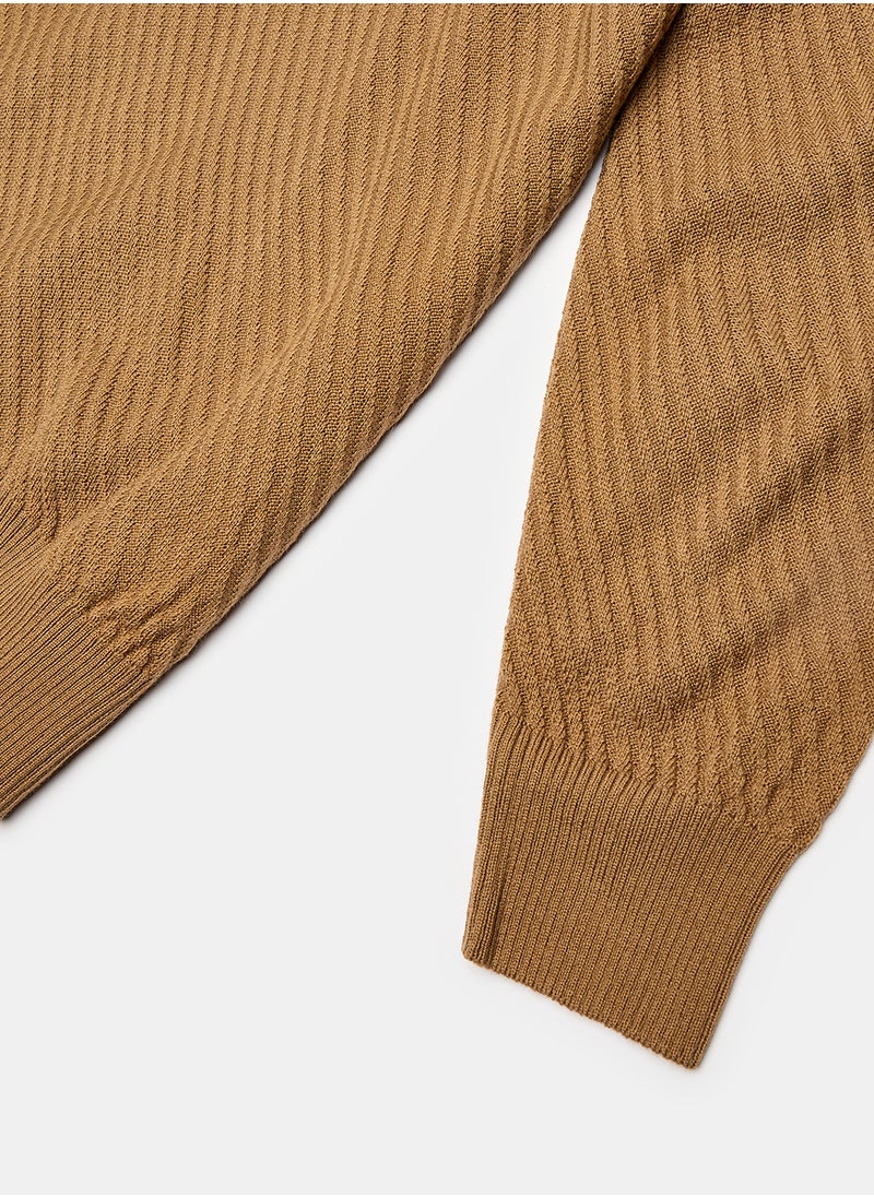 Coup - Quarter Zip Brown Pullover - Image 1