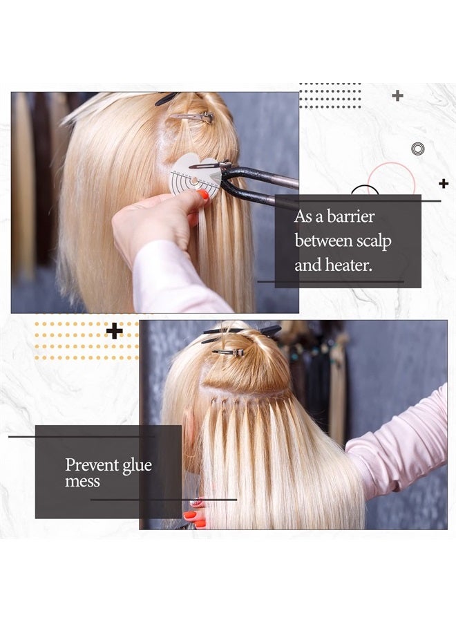 Romooa 183 Pcs Heat Guards Set, 150 Single Hole Round Heat Guards Spacer Hair Template with Measurements Comb 20 Hair Clips 12 Glue Finger Protector PVC Fusion Glue Protector for Hair Extension - Image 4