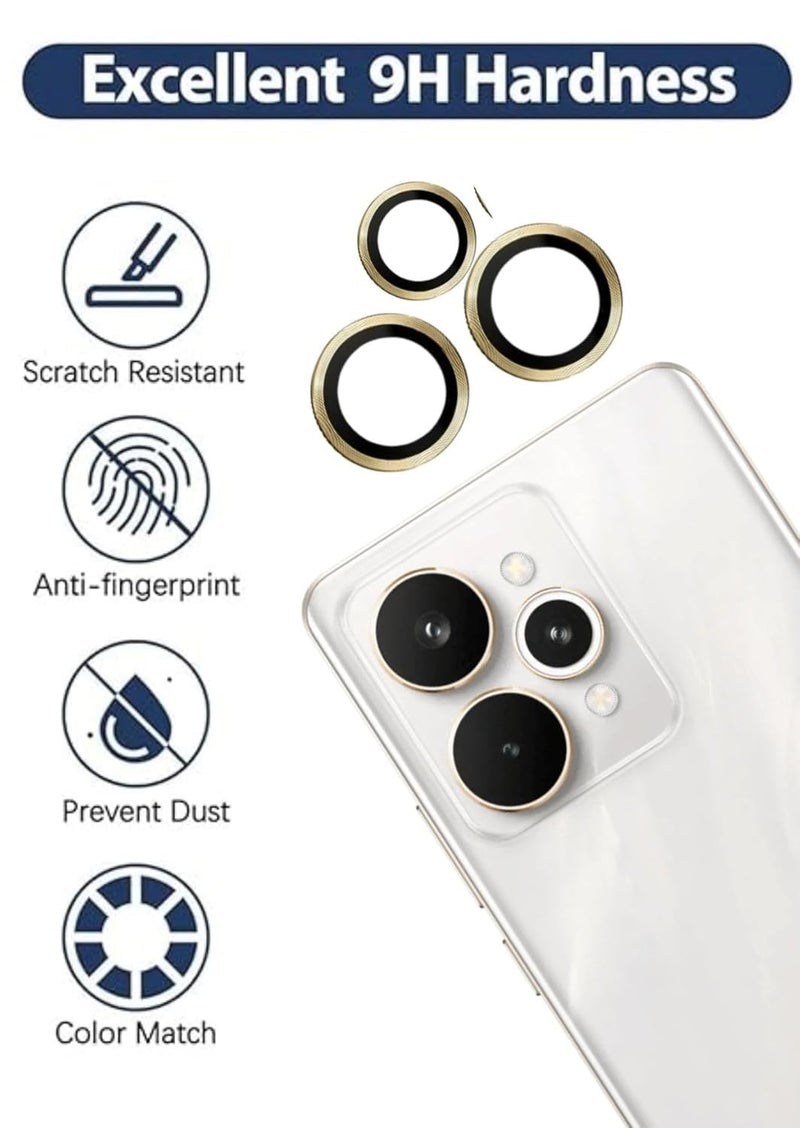 FabeKee Camera Lens Frame Glass Compatible with Realme 15 5G Tempered Glass Aluminum Alloy Frame Individual Camera Lens Protector Cover Gold - Image 2