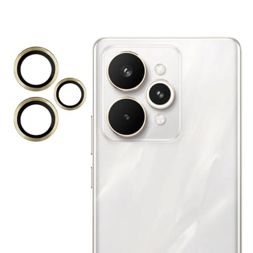 FabeKee Camera Lens Frame Glass Compatible with Realme 15 5G Tempered Glass Aluminum Alloy Frame Individual Camera Lens Protector Cover Gold - Image 1