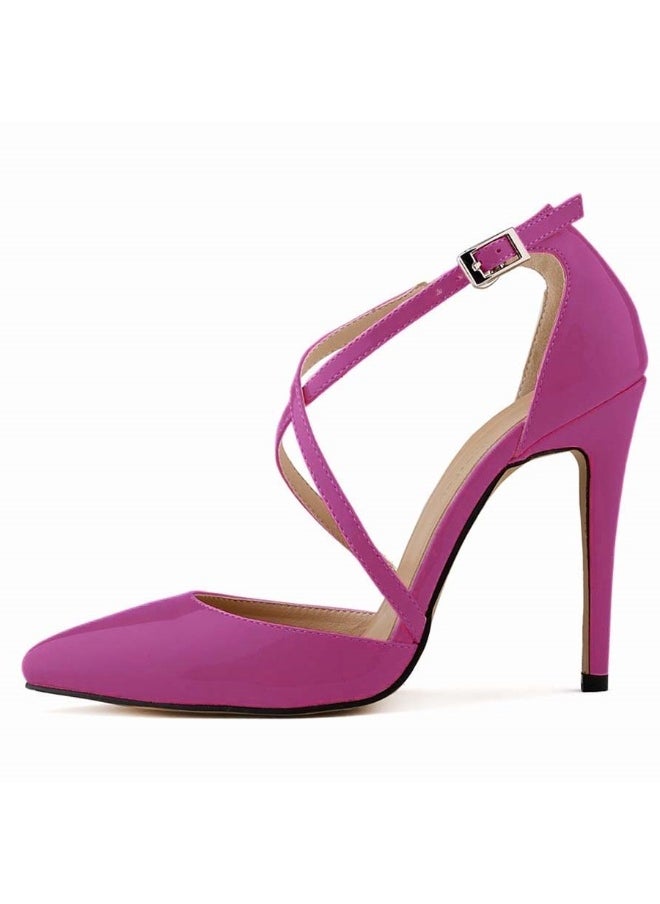 Loquat Summer Pointed Toe Crocodile Embossing Stiletto Sandals Purple  - Image 1
