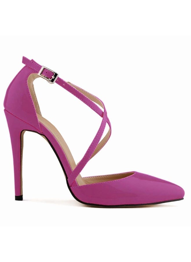 Loquat Summer Pointed Toe Crocodile Embossing Stiletto Sandals Purple  - Image 2