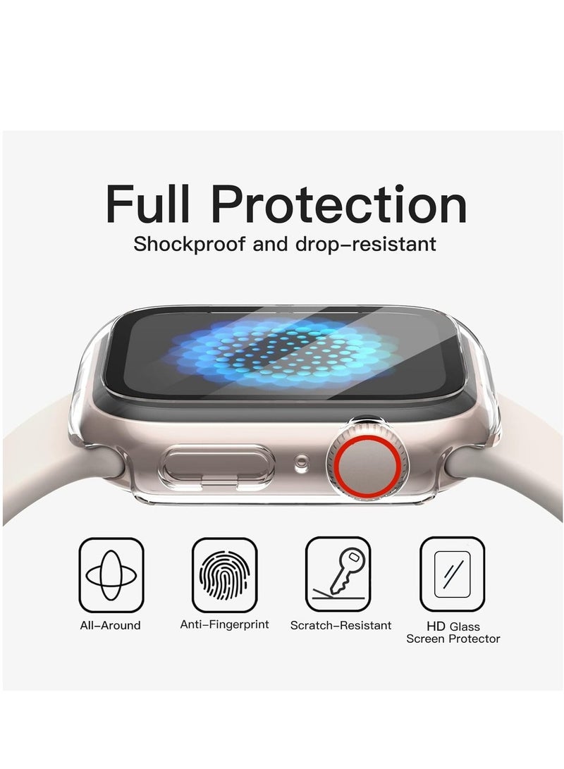 Case With Screen Protector For Apple Watch Series 9 8 7 41mm Overall Protective Cover Built-in Tempered Glass Film High Sensitivity 2 Pack (Clear) - Image 5