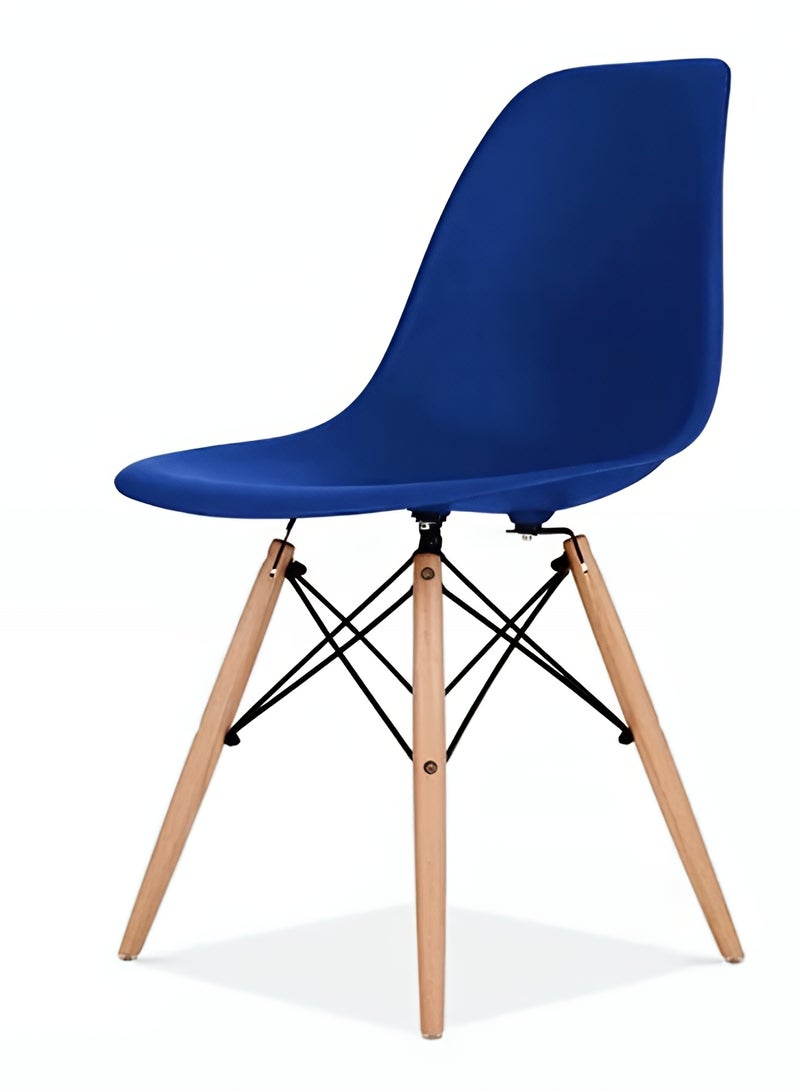 Taimi Modern Plast Style Plastic Dining Chair Mid Century Modern DSW Chair, Shell Lounge Plastic Chair with Natural Wooden Legs for Office, Kitchen, Dining, Bedroom, Living Room Side Chair Dark Blue - Image 2