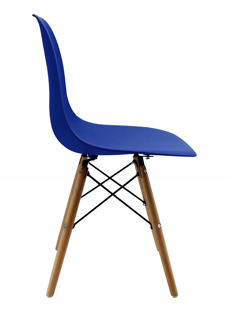 Taimi Modern Plast Style Plastic Dining Chair Mid Century Modern DSW Chair, Shell Lounge Plastic Chair with Natural Wooden Legs for Office, Kitchen, Dining, Bedroom, Living Room Side Chair Dark Blue - Image 5