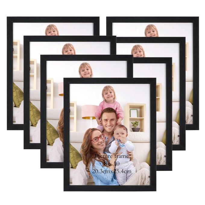 8X10 PICTURE FRAME MULTI PHOTO FRAMES SET FOR WALL DECOR OR TABLETOP DISPLAY 7 PACK BLACK