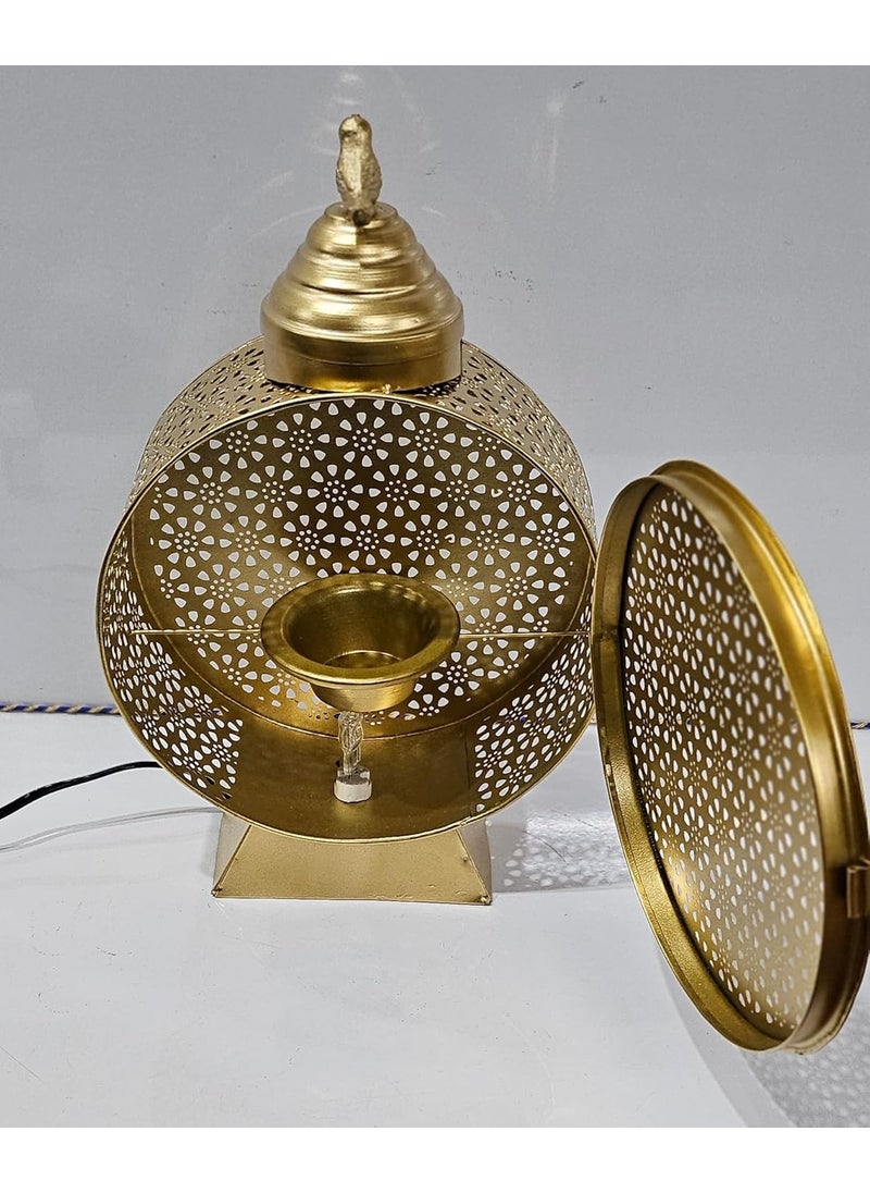 R.R.V. INTERNATIONAL RRV INTERNATIONAL Decorative Electric Moroccan StyleAroma Oil Burner Diffuser for Home Fragrance with 10ml Aroma Oil_ R 1993 Golden  - Image 2
