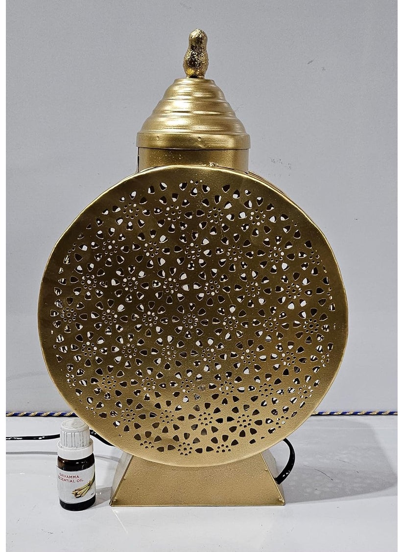 R.R.V. INTERNATIONAL RRV INTERNATIONAL Decorative Electric Moroccan StyleAroma Oil Burner Diffuser for Home Fragrance with 10ml Aroma Oil_ R 1993 Golden  - Image 5