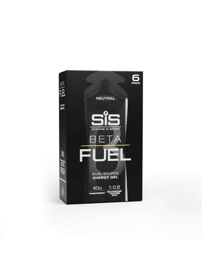 SIS Beta Fuel Dual Source Energy Gel, Neutral, 6 Pack, 40g carbohydrate, 1:0.8 maltodextrin: fructose ratio  - Image 1