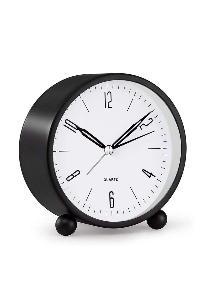 SYOSI - Alarm Clock, 4 inch Super Silent Non Ticking Small Clock with Night Light, Battery Operated, Simply Design, for Bedroom, Bedside, Desk - Image 1