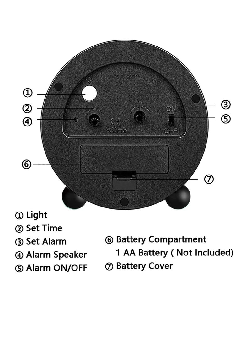 SYOSI - Alarm Clock, 4 inch Super Silent Non Ticking Small Clock with Night Light, Battery Operated, Simply Design, for Bedroom, Bedside, Desk - Image 1