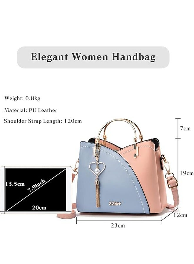Women's Bag Large Capacity Pink & Blue Colorblock, Shoulder & Crossbody Bag for Women Girls, Trendy and Stylish Tassel Handbag, Special gift - Image 5