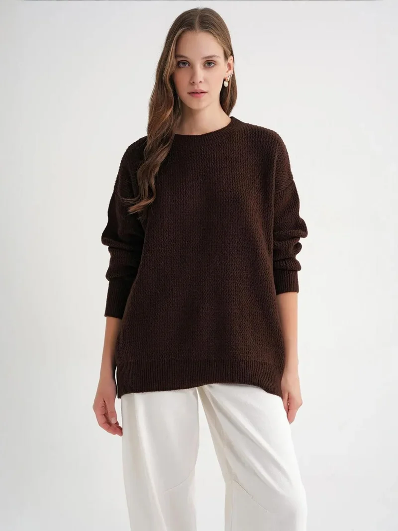 MixRay Mixray Long Sleeve Ribbed Knit Sweater