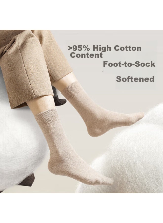 B&C.ROOM Mianzhuwu Men's Socks, Mid-calf Length, Autumn And Winter Style, Sweat-absorbing, Spring And Autumn Style, 100% Yarn, Pure Cotton, Odor-resistant, Antibacterial, Men's Long Socks, 5 Pairs - Image 3