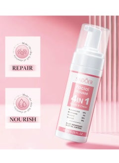 SADOER Facial Mousse 4 in 1 Repair Nourish 150ml 4 in 1 Facial Foam with Hyaluronic Acid Vitamin C Nicotinamide Vitamin E for Hydrating Moisturizing Oil Control Anti Aging Anti Wrinkle Skincare Face Wash Foam  - Image 4