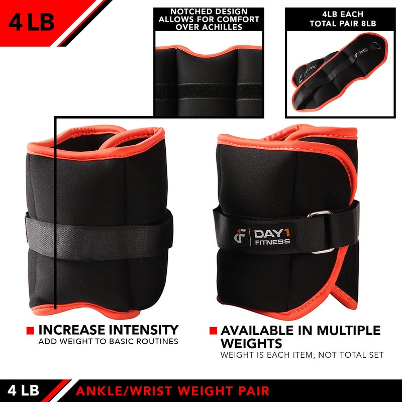 JFIT Ankle Weight Pair 4.0 LBS, Set of 2 with Adjustable Velcro Straps - Breathable, Moisture Absorbent Weight Straps for Men and Women - Comfortable Ankle, Wrist Weights - Image 4
