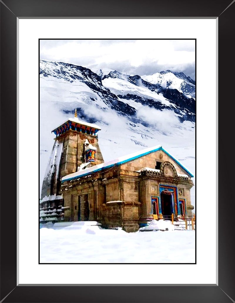 Decor Villa Religious KEDARNATH SHIVA TEMPLE Wall Frames Wall Art Painting Framed Paintings For Home Office Decor 14 X 11 inches Synthetic WoodMulticolor