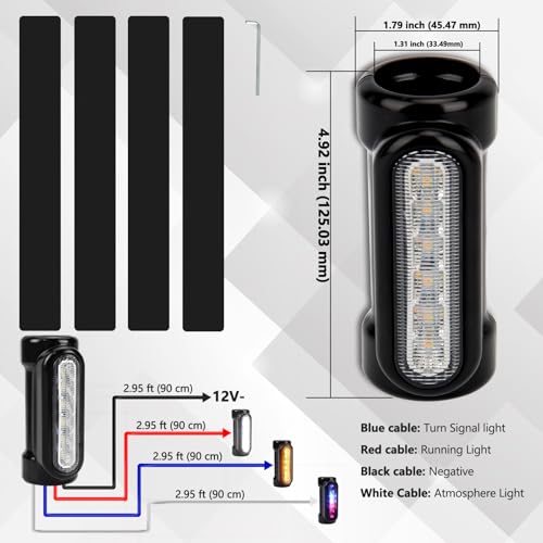 OPL5 Motorcycle Highway Bar Lights Switchback Driving Lights Led Amber Turn Signals White Driving RGB Atmosphere LED Crash Bar Lights for 1-1/4 inch Crash Bars Touring Bikes Motorcycle Lights (Black) - Image 5