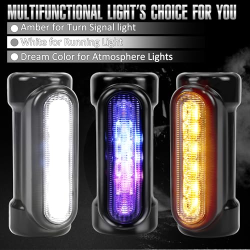 OPL5 Motorcycle Highway Bar Lights Switchback Driving Lights Led Amber Turn Signals White Driving RGB Atmosphere LED Crash Bar Lights for 1-1/4 inch Crash Bars Touring Bikes Motorcycle Lights (Black) - Image 3