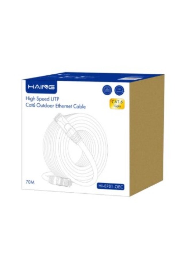 Haing UTP Cat 6 Outdoor Ethernet Cable  HI-0701-OEC High Speed UTP Cat 6 Outdoor Ethernet Cable 70M - Image 1