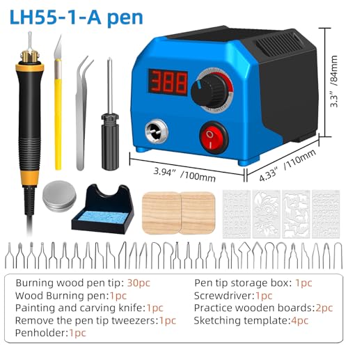 FIRElood LH55-1 wood burning kit,wood burning tool,digitally adjustable temperature wood burner kit,professional wood burner tool kit for adults beginners craft,pyrography pen (LH55-A pen) - Image 2