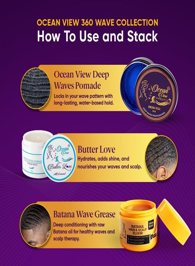 OCEAN VIEW DEEP WAVES POMADE - Premium Wave Grease, Wave Pomade for 360 Waves, Strong Hold Wave Cream for Men, Hydrating Hair Styling Product for Deep, Defined Waves, 4 oz Jar - Image 5
