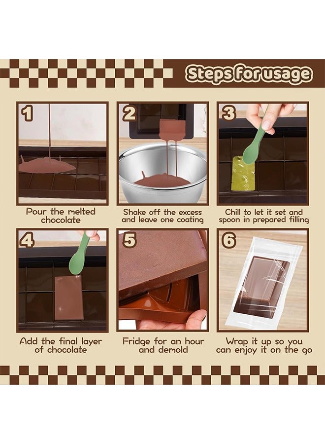 2 قوالب الشوكولاته عصا ، وتستخدم لملء شريط الشوكولاته مع قوالب كبيرة وسميكة سيليكون كتلة الشوكولاته العميقة - Image 5