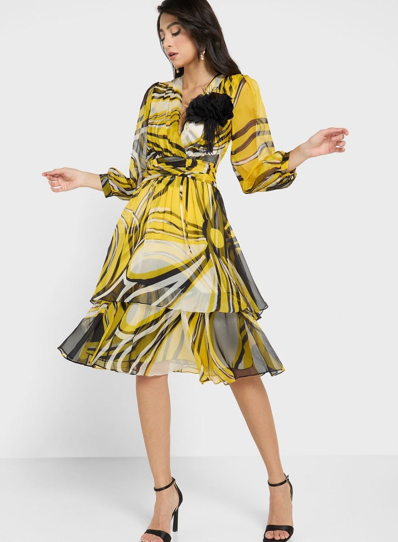 List Printed Tiered Dress - Image 1