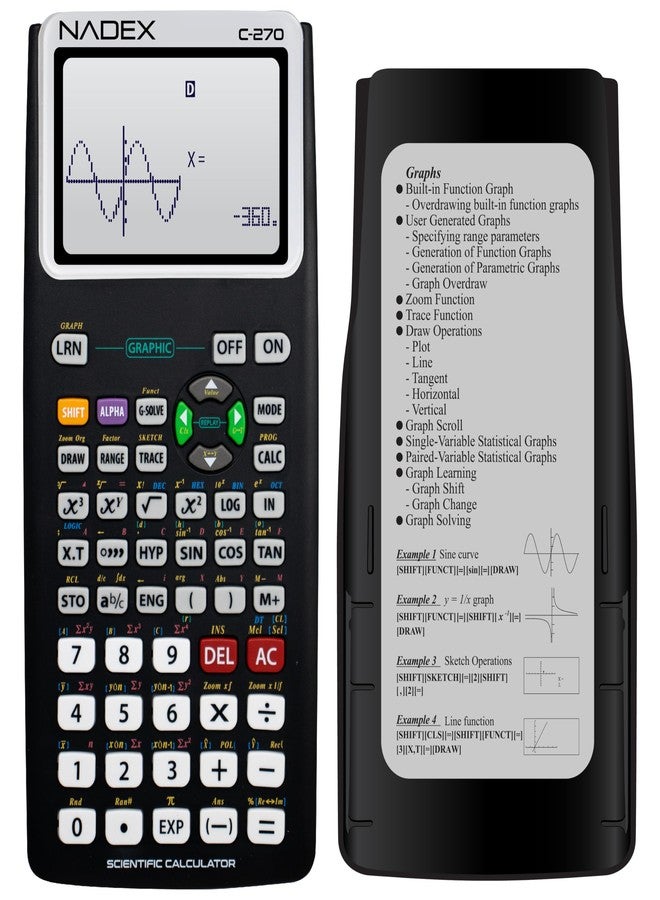Nadex Scientific Calculator with Graph Functions for College and High School Students, Engineering, Advanced Mathematics, Calculus, Algebra, Geometery, Trigonometry, Statistics, Physics, Chemistry - Black - Image 2