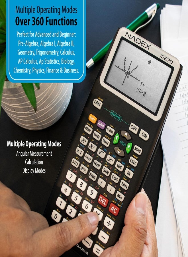Nadex Scientific Calculator with Graph Functions for College and High School Students, Engineering, Advanced Mathematics, Calculus, Algebra, Geometery, Trigonometry, Statistics, Physics, Chemistry - Black - Image 3