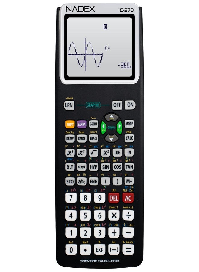 Nadex Scientific Calculator with Graph Functions for College and High School Students, Engineering, Advanced Mathematics, Calculus, Algebra, Geometery, Trigonometry, Statistics, Physics, Chemistry - Black - Image 1