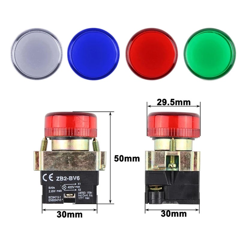 XB2 BV61 White 24V Metal Indicator Pilot Light Switch 22mm Opening - Image 2