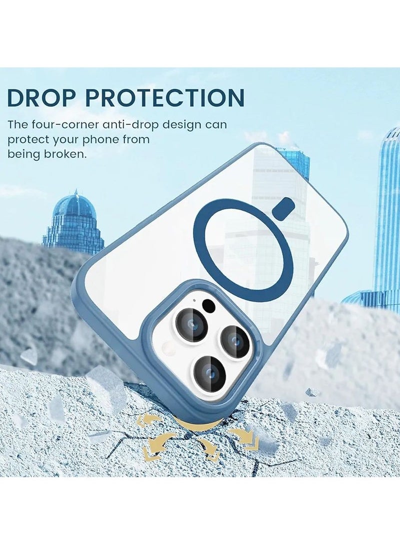 Denx Magnetic Case for iPhone 16 Pro Case, Compatible with MagSafe, Plating Luxury Cover, Clear Soft TPU Shockproof Protective Phone Case, (navy Blue) - Image 4