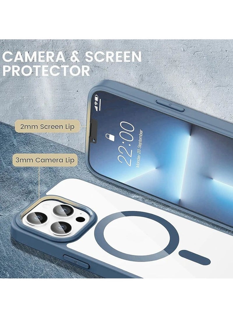 Denx Magnetic Case for iPhone 16 Pro Case, Compatible with MagSafe, Plating Luxury Cover, Clear Soft TPU Shockproof Protective Phone Case, (navy Blue) - Image 3