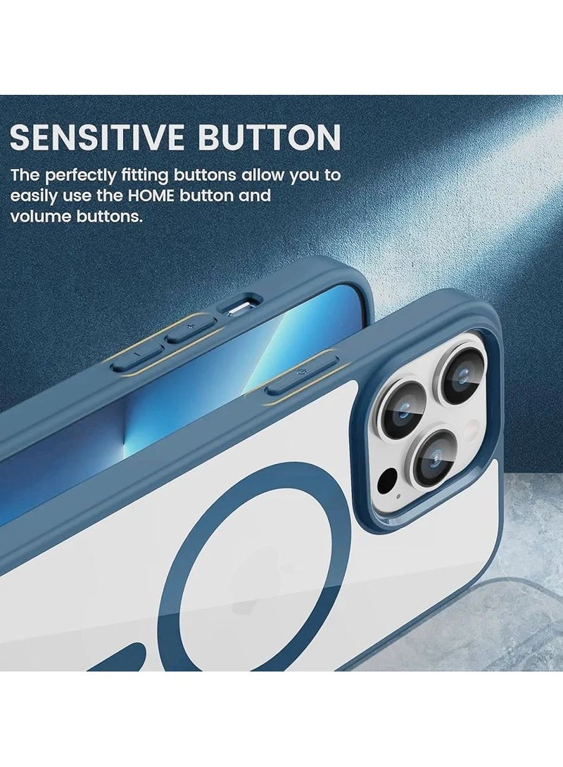 Denx Magnetic Case for iPhone 16 Pro Case, Compatible with MagSafe, Plating Luxury Cover, Clear Soft TPU Shockproof Protective Phone Case, (navy Blue) - Image 5