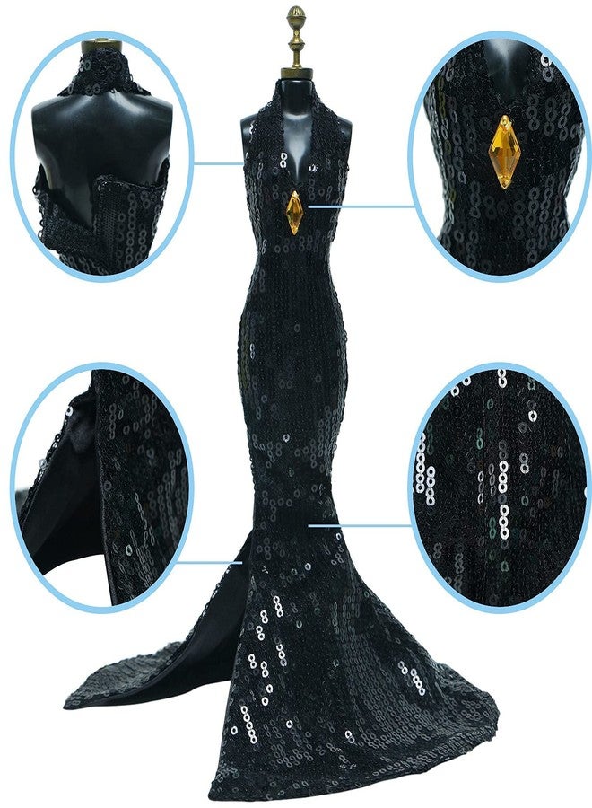 BLIJOLA Gorgeous Handmade Doll Dress, Doll Clothes Evening Gown with Sequin Fashion Show, Wedding Party Outfits for 11.5 inch Dolls Accessories (Black) - Image 2