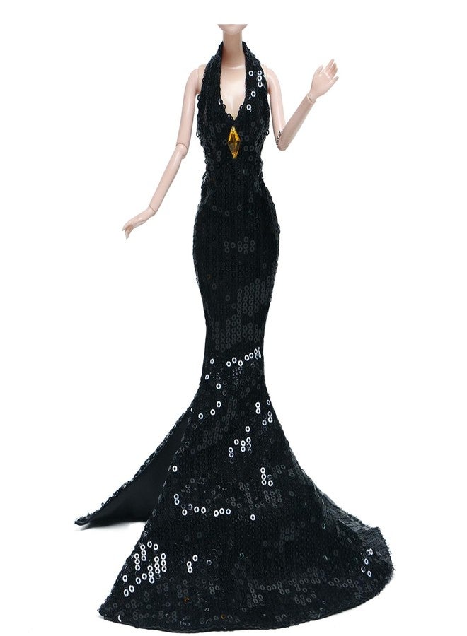 BLIJOLA Gorgeous Handmade Doll Dress, Doll Clothes Evening Gown with Sequin Fashion Show, Wedding Party Outfits for 11.5 inch Dolls Accessories (Black) - Image 1
