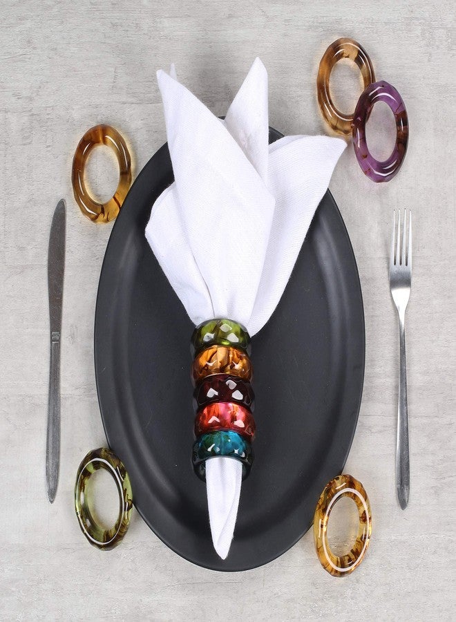 CLEENTABLE Epoxy Resin Napkin Holders for Cloth Napkins Set of 12 - Decorative Napkin Holders for Weddings, Parties & Everyday Dining - Diamond-Top Design in 6 Assorted Pastel Colors - Image 5