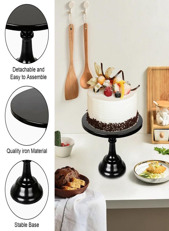 Vankcp 3 Pcs Black Cake Stand Set Round Metal Cake Display Stand 8/10/12 inch Dessert Table Decorations Cupcake Holder Round Cake Pedestal Stand Holder Plate for Wedding Birthday Party Anniversarie - Image 3