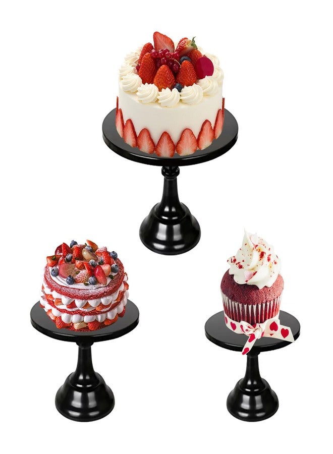 Vankcp 3 Pcs Black Cake Stand Set Round Metal Cake Display Stand 8/10/12 inch Dessert Table Decorations Cupcake Holder Round Cake Pedestal Stand Holder Plate for Wedding Birthday Party Anniversarie - Image 1