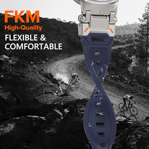 WINGLE Compatible for Galaxy Watch 8/8 Classic Band Samsung Galaxy Watch 8 44mm 40mm 46mm Men Sport Bands Military Rugged Durable Armor Silicone Rubber Strap Stainless Steel Metal Connector, Blue - Image 4