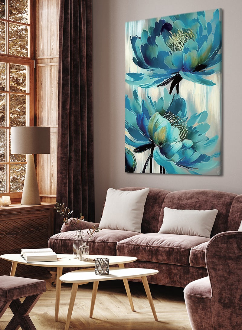 LOWHA Canvas Wall Art Stretched Over Wooden Frame with Flowers Abstract Painting - Image 1