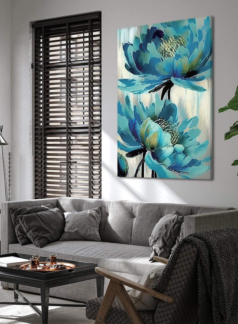 LOWHA Canvas Wall Art Stretched Over Wooden Frame with Flowers Abstract Painting - Image 3