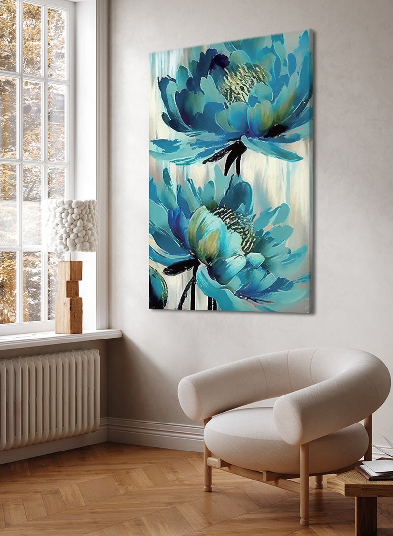 LOWHA Canvas Wall Art Stretched Over Wooden Frame with Flowers Abstract Painting - Image 2