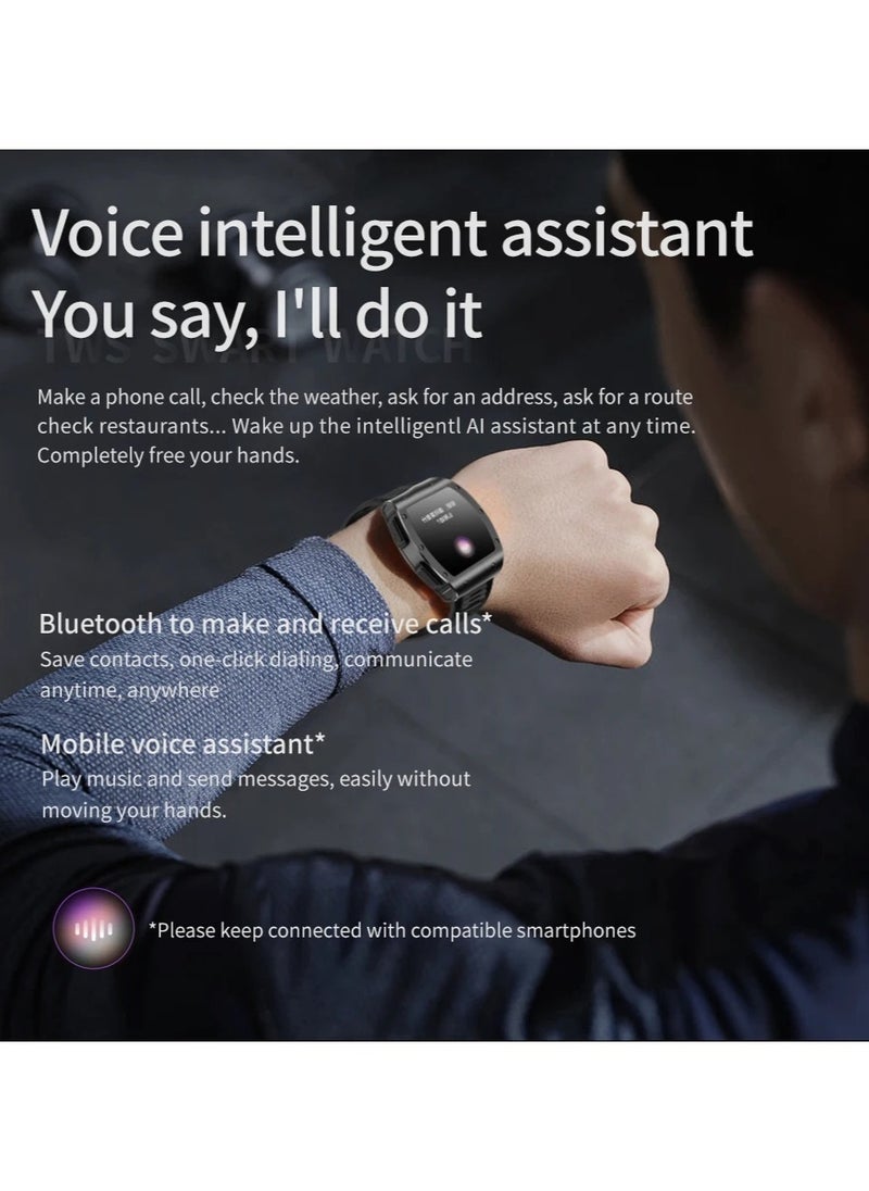 AROAQ - JM09 TWS Smart Watch Wireless Earphones 2 in 1 Bluetooth Call Earphones Music Playing Sports Fitness - Image 1